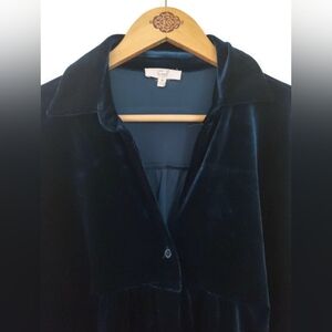 EASEL Teal Blue Velvet Dress Whimsy Goth  Baby Doll Size Medium So Fun!!